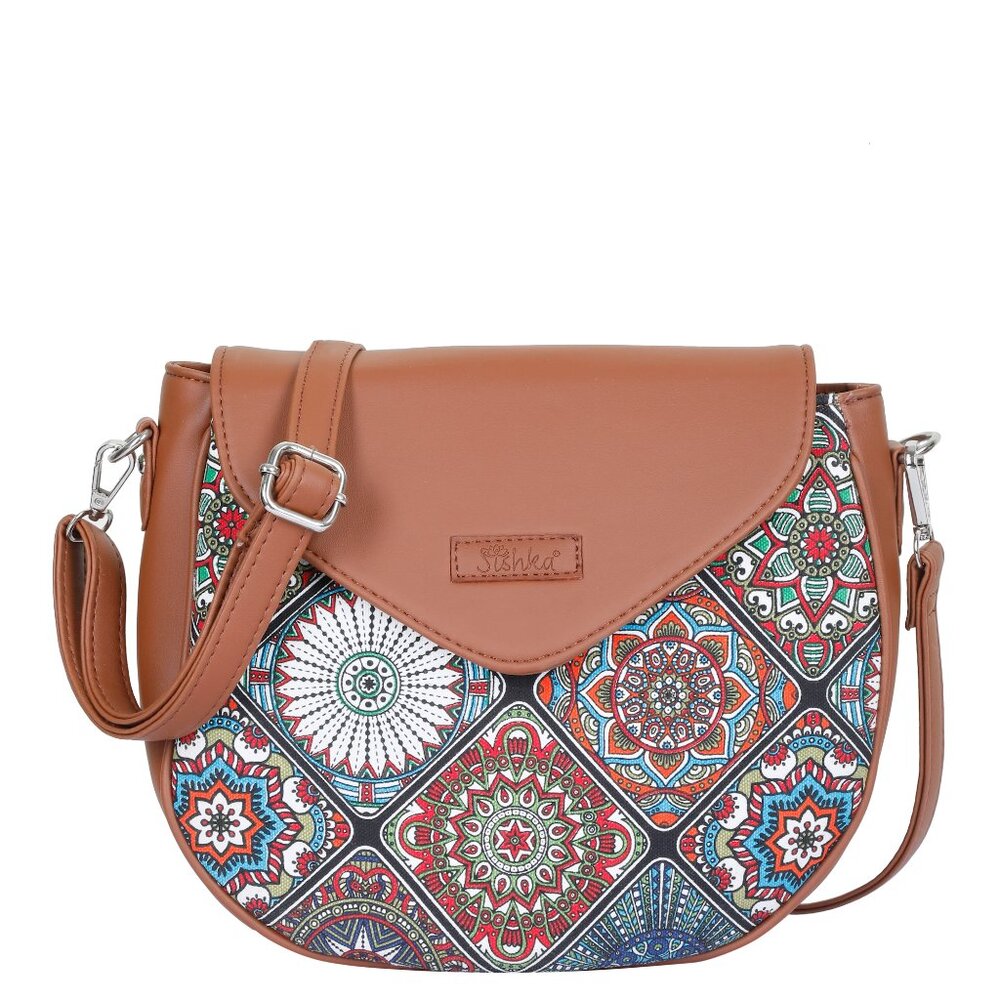 Hand Crafted Fabric Multicolour Print Women's Crossbody Sling Bag
